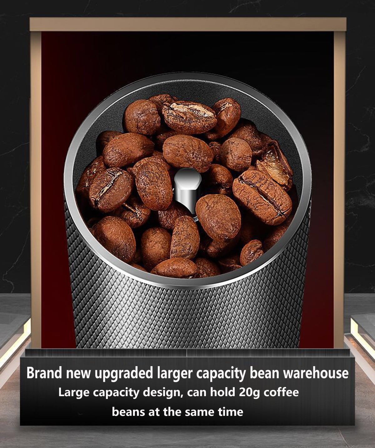 Manual Coffee Grinder Stainless Steel with Checkered Handle - Portable Hand-cranked Bean Grinder, No Electricity Required for Home and Travel