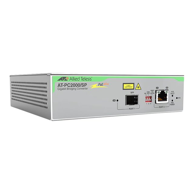 Allied Telesis AT PC2000/SP - Convertisseur de Média Fibre - 1GbE - 10Base-T, 100Base-TX, 1000Base-T, 1000Base-X, 100Base-X - SFP (mini-GBIC) / RJ-45 - 850 nm - Conforme TAA