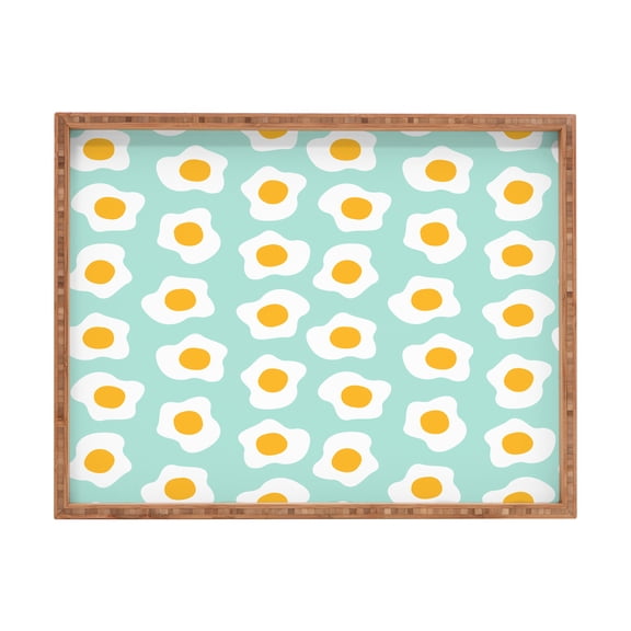 Society6 Hello Sayang Eggcellent Blue Eggs 22.5" x 17" X Large Rectangular Bamboo Tray