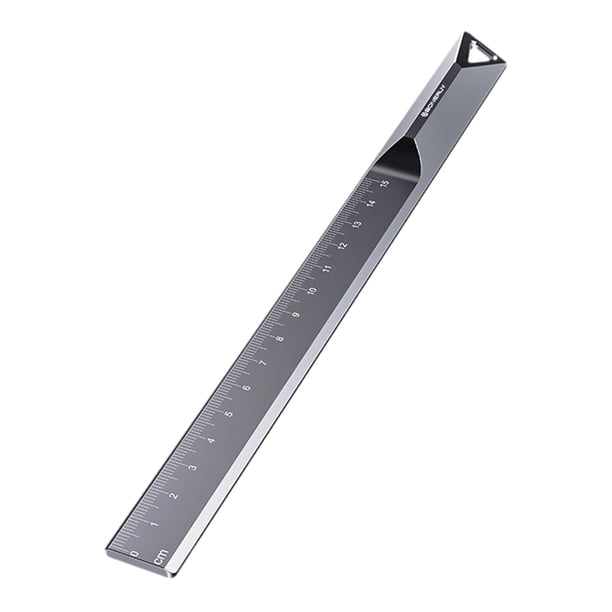 Regla recta con orificio para colgar Zulema 15 cm metálica 4 mm de grosor Gris