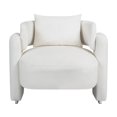 thumbnail image 4 of Accent Chair for Living Room, 31.5" W Velvet Upholstered Single Sofa Club Chair with Pillow and Head Support, Comfy Barrel Chair Reading Armchair for Bedroom Office Lounge, Beige, 4 of 7