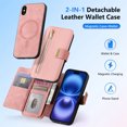 thumbnail image 6 of 2 in 1 Wallet Case for Apple iPhone XS Max, Detachable Magnetic Back Cover Cards Slots Zipper Pocket Ring Holder Magnetic Closure Protective Drop Proof Case Cover for Women Men,Pink, 6 of 11