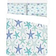 thumbnail image 1 of ABPHQTO Juego de ropa de cama de 3 piezas Funda nórdica azul de estrellas de mar con 2 fundas de almohada para la decoración de la habitación del hogar, 1 of 4