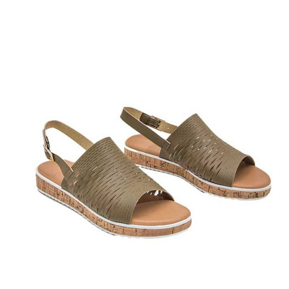 Anuirheih Summer Women's Casual Shoes Fashion Fish Mouth Thick Sole Hollowed Out Sandals Sandals Women Clearance(Army Green)