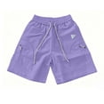thumbnail image 4 of Men's Quick Dry 7-Inch Beach Shorts, Elastic Waist Drawstring Solid Color Swim Trunks with Zipper Pockets, Lightweight Breathable Summer Thin Shorts for Men Purple, 4 of 5