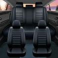 thumbnail image 2 of HHENGYISOUL Universal Fit Car Seat Covers Set, 5 Seats Waterproof Leather Seat Covers Full Set for Cars SUV Van Pick-up Truck, Black, 2 of 10