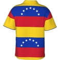 thumbnail image 2 of Flag of Venezuela Mens Hawaiian Shirt Short Sleeve Casual Button Up Tropical Summer Beach Shirt, 2 of 9
