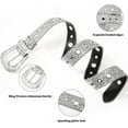 thumbnail image 3 of Women Rhinestone Belt Vintage Cowgirl Sequin Diamond Bling Belts Y2k Leather Belt for Men, 3 of 11