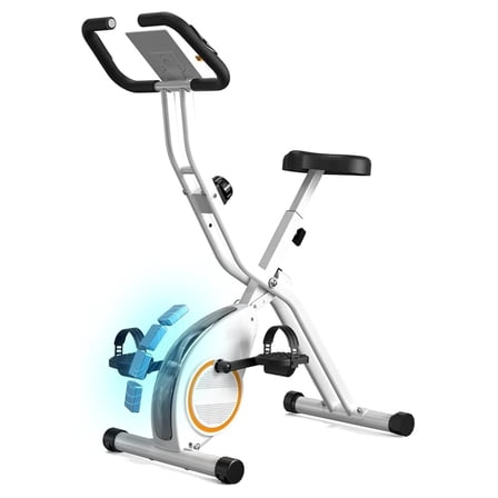 Indoor Exercise Bike Stationary Bikes for Home with 16-Level Magnetic Resistance, Lightweight Foldable Cycling Bike with 70% Pre-Assembled, 260 LBS Capacity