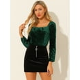 thumbnail image 2 of INSPIRE CHIC Blouse en Velours à Col Carré et Manches Longues pour Femmes, 2 of 6