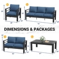 thumbnail image 5 of ECOPATIO Aluminum Patio Furniture Set, 8 Pcs Metal Modern Outdoor Sofa Sets, Outdoor Sectional Patio Conversation Set with Coffee Table for Backyard, Poolside, Dark Gray & Blue, 5 of 10