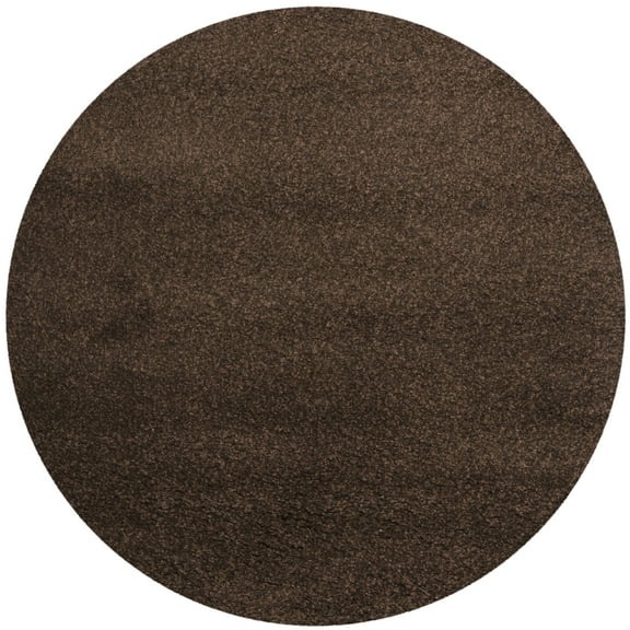 SAFAVIEH Santa Monica Chelsey Solid Shag Area Rug, Brown, 6'7" x 6'7" Round