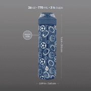 TAL Stainless Steel Ranger Water Bottle with Easy Sip Straw 26 fl oz, Sports Print