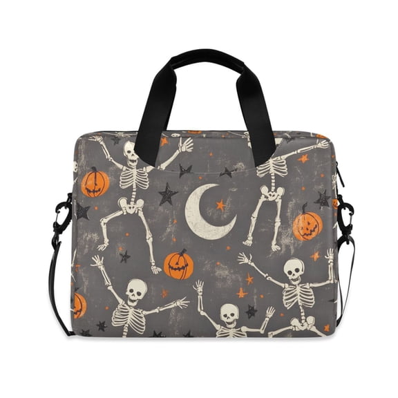 FORMRS 16" Laptop Bag Carrying Sleeve Case with Handle Travel Shoulder Briefcase, Gray Halloween Skeleton