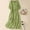 Green, variant on Women's Round Neck Embroidered Lace Up Waist Up Solid Color 3/4 Sleeve Dress