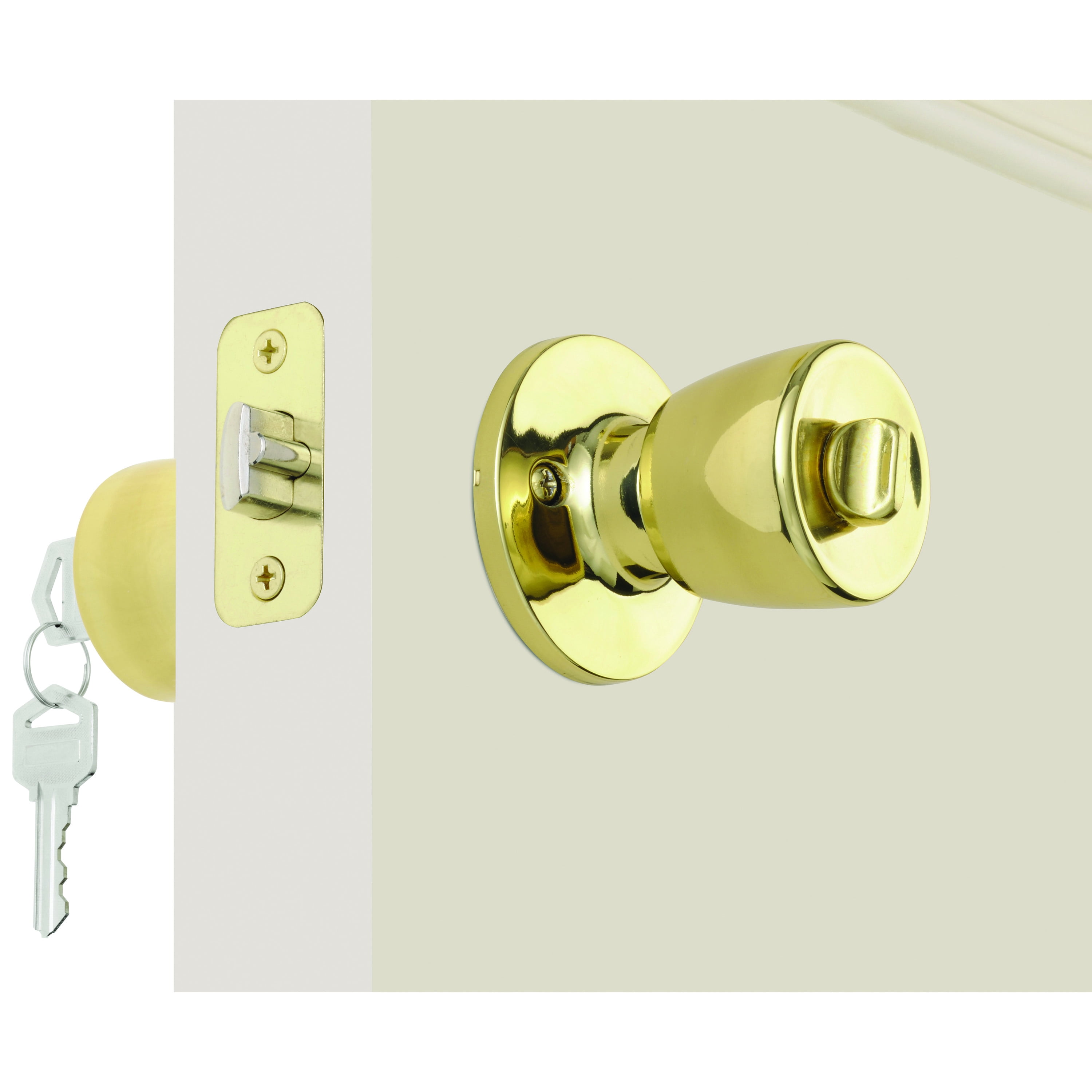 Mountain Security Keyed Entry Doorknob, Tulip, Polished Brass Finish