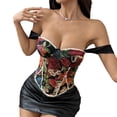 thumbnail image 2 of Njagoc3 Women's Floral Print Bandeau Corset Top - Stylish Slimming Casual & Party Wear, 2 of 6
