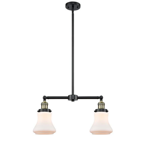 Innovations Lighting 209-BAB-G191-LED Bellmont-7W 2 LED Chandelier in Traditional Style-21 Inches Wide by 10 Inches High   Black Antique Brass Finish with Matte White Glass