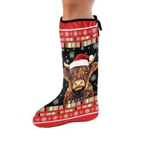 COEQINE Christmas Leg Cast Cover Highland Cow Cast Scratcher Sleeve Bandage Protector Size M Breathable Cast Socks Cover Fashionable Leg Cast Cover Sock Christmas Gifts