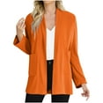 thumbnail image 2 of Lightweight Cardigans for Women with Two Pockets Open Front Long Sleeve Casual Cardigan Jacket Tops Blouses (M, Orange), 2 of 8