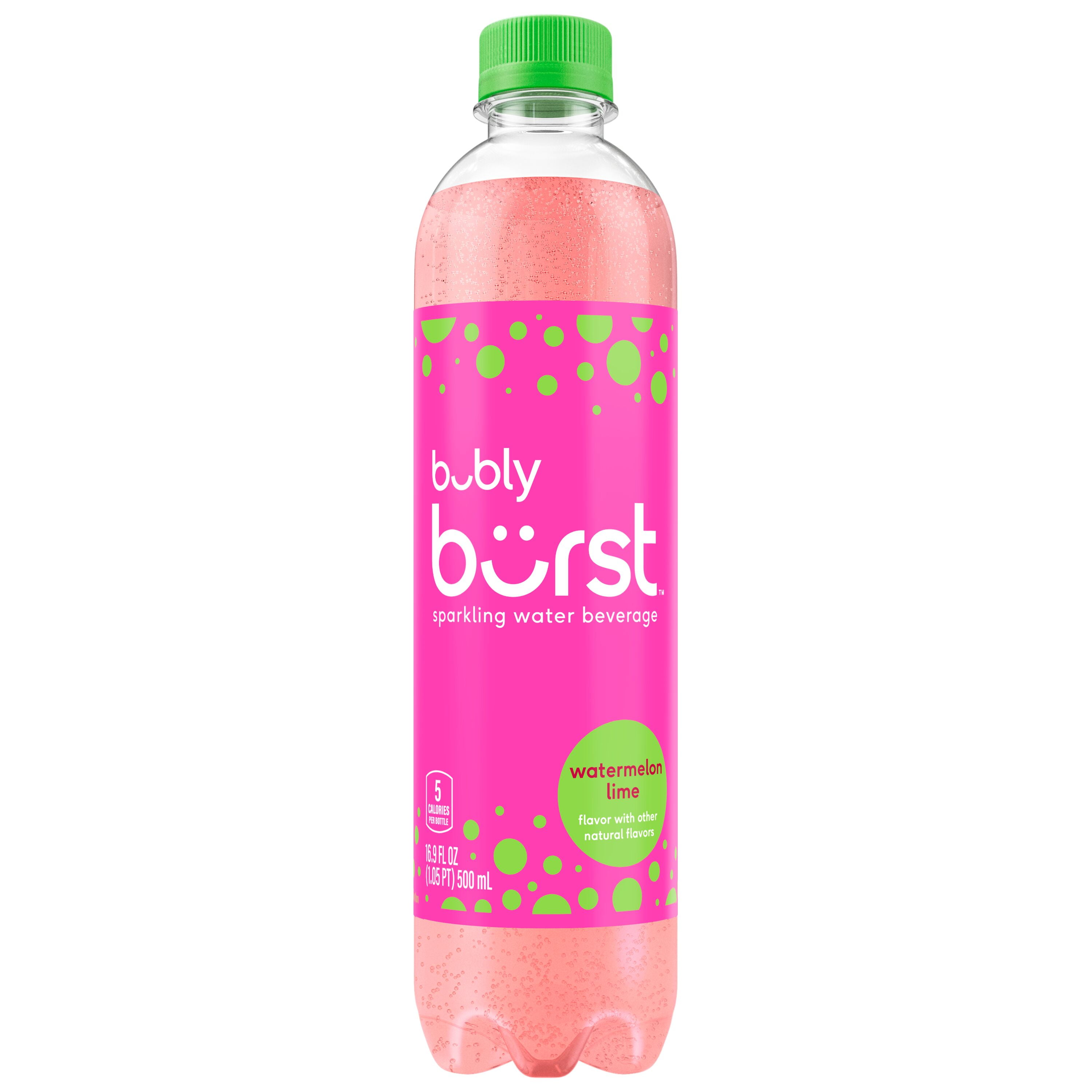 bubly burst Sparkling Water Beverage, Watermelon Lime, 16.9 fl oz Bottles (12 Pack) ​