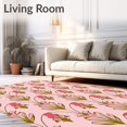 thumbnail image 2 of ODIKA 2'x3' Machine Washable Non-Slip Area Rug, Art Fan Medallion with Delicate Metallic Traces High Traffic Rug, Pink, 556568, 2 of 7