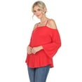 thumbnail image 2 of White Mark Women's Cold Shoulder Ruffle Sleeve Top, 2 of 5
