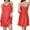 1#Red, variant on qolati Women's Satin Lace Nightgown Soft V Neck Negligee Silk Slip Adjustable Spaghetti Strap Sleep Dress