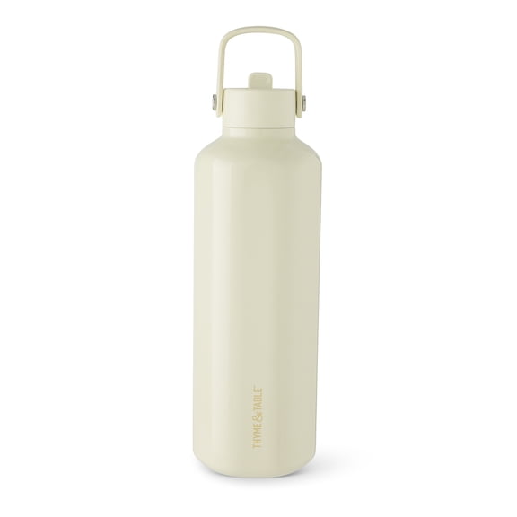 Thyme & Table 32oz Stainless Steel Cleo Bottle with Straw, Cream