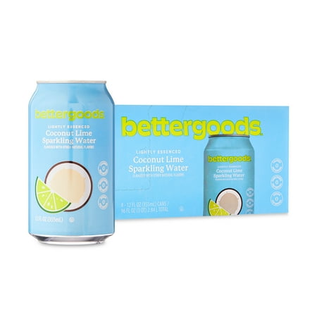 bettergoods Coconut Lime Flavored Sparkling Water, 12 fl oz, 8 Cans