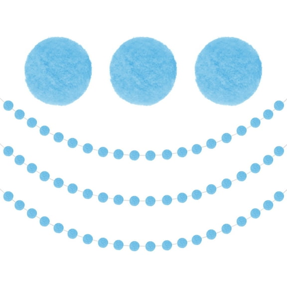 Uxcell Felt Ball Garland, Pom Pom Garland with 20 Balls Light Blue 3Pcs