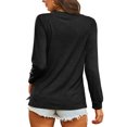 thumbnail image 5 of LUXUR T-shirt Femme Col Rond Tee-Shirt Couleur Unie Pull Décontracté Manches Longues Noir L, 5 of 5