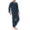 thumbnail image 2 of Balery Blue Seahorse Pijama para Hombre de Dos Piezas con Manga Larga, Conjunto de Dormir y Descanso Suave con Bolsillos-X-Large, 2 of 6