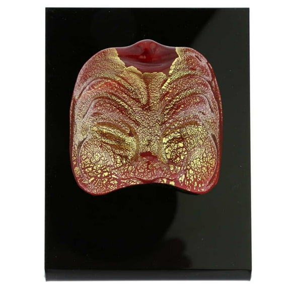 GlassOfVenice Murano Glass Venetian Carnival Mask - Red Bauta