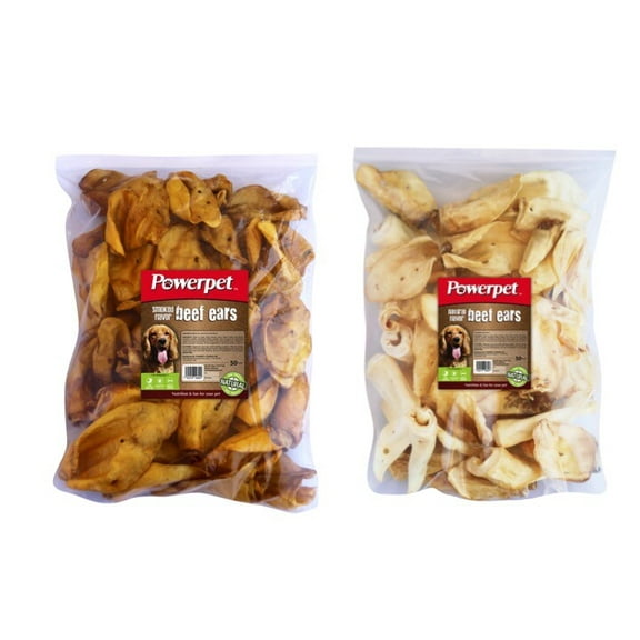 Beef SMOKED and NATURAL Cow Ears Dog Chew Treats 100 count