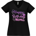 thumbnail image 3 of Inktastic Purple Happy Birthday Mom Women's Plus Size V-Neck T-Shirt, 3 of 5