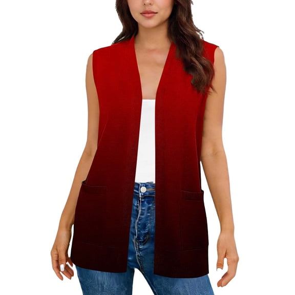 Posijego Women's Sleeveless Cardigans V Neck Open Front with Pockets Casual Summer Lightweight Outerwear Jacket for Women