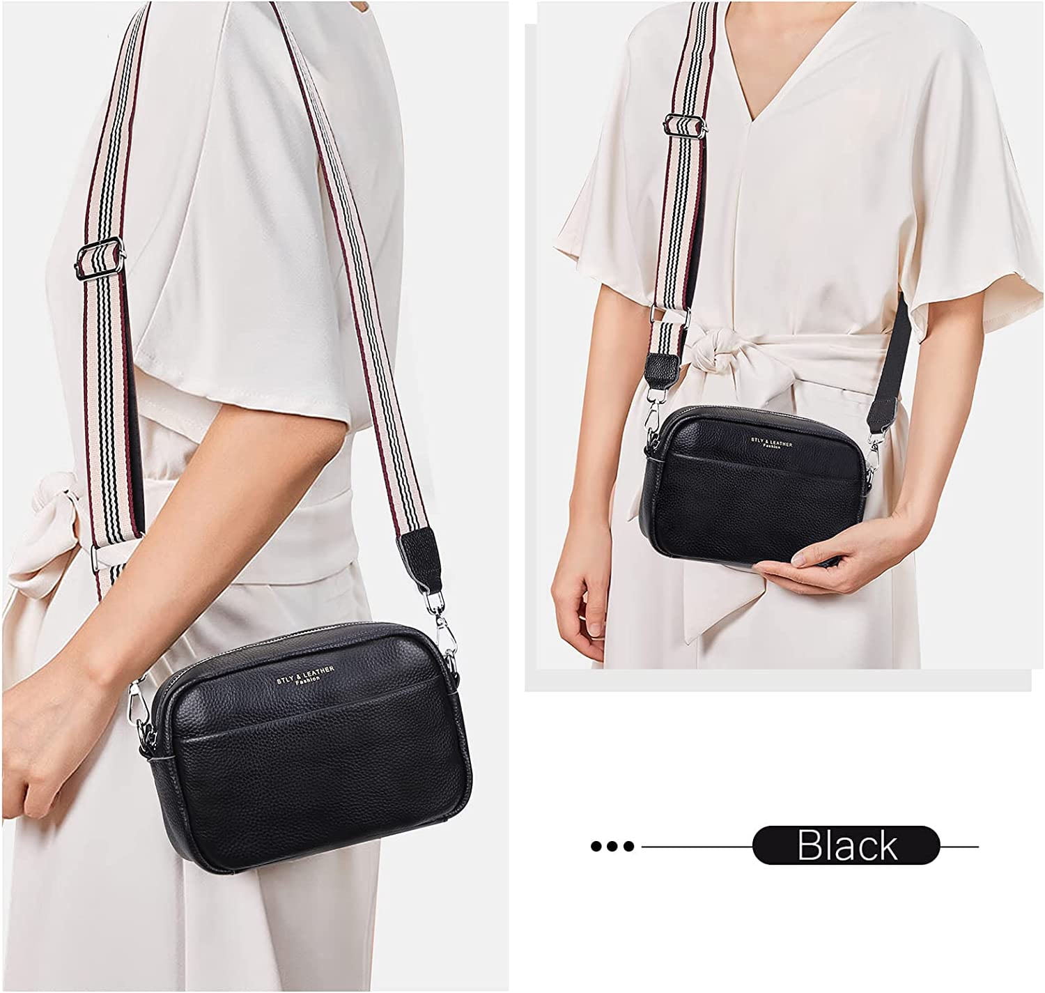 Crossbody Bag with Wide Strap Leather Shoulder Bag for Women Camera Purse  Shoulder Handbag-Khaki 