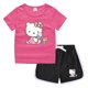 thumbnail image 3 of Hello Kitty-Camiseta informal con cuello redondo y pantalones cortos para niños y niñas, conjunto de camisa de fondo absorbente de algodón puro, informal, 3 of 5