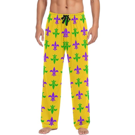Mardi Gras Yellow Ghost Pajama Pants, Men's Lounge Pants Light with Drawstring and Pockets, Christmas New Year Birthday Father's Day Gifts, Small