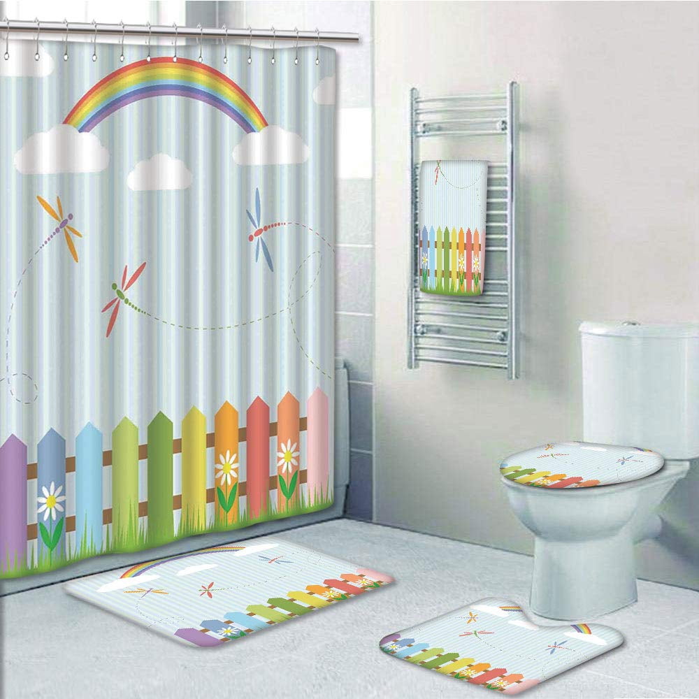 Details about   Dragon Ball Z 4PCS Bathroom Rugs Set Shower Curtain Bath Mat Toilet Lid Cover 