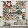 thumbnail image 5 of colorful patchwork Moroccan Floral Kitchen Curtains Flower Mandala Small Short Cafe Window Curtains India Paisley Rod Pocket Bathroom Drapes Treatment Tier Curtains 2 Panels (27.5x39 Inch), 5 of 6
