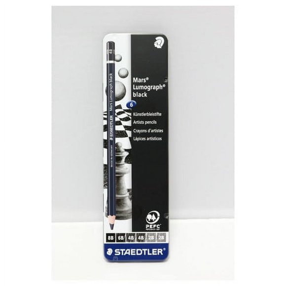 STAEDTLER-MARS LIMITED 100BG6 MARS LUMOGRAPH MATTE BLACK DRAWING PENCIL 6 SET