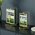 thumbnail image 4 of Gold Modern Metal Tabletop Photo Frame with Glass Cover and Free Spinning Stand for Tabletop Display, 4 of 7