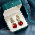 thumbnail image 1 of Aretes de Gota con Arco, Perla Sintética, Aros Huggie con Estras y Electrodepósito para Mujeres, Niñas, Damas, 1 of 7