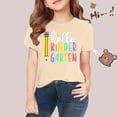 thumbnail image 2 of XUELUO Boys Shirts & Tops Kids Summer Back To School Letter Print Round Neck Short Sleeve Elastic Casual Comfortable Tops T Shirts Holiday Wear,Beige,7-8 Years, 2 of 8