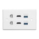 thumbnail image 2 of Placa de pared de 6 puertos, interfaz Multimedia 2xHD, 2xCat6, 2xUSB3.0, placa de pared Ethernet RJ45 para ordenador proyector HDTV, 2 of 8