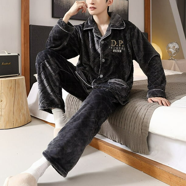 Winter Pajamas for Men Sleepwear Warm Winter Nightwear L-6XL Long Sleeve  Flannel Pajama Sets Plus Size Pijama Pyjamas