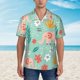 thumbnail image 2 of Fotbe Elephant and Flowers Camisa Hawaiana para Hombre Unisex – Camisa Casual de Verano con Botones de Manga Corta de Algodón y Lino,Small, 2 of 7