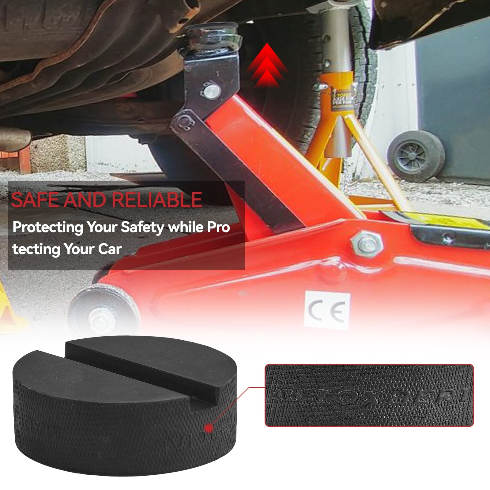 Produktbild von 2er Set Car Jack Rubber Pads – Mit Rillen & Waffeloberfläche, Für Rangierwagenheber & Hebebühnen, Schwarz